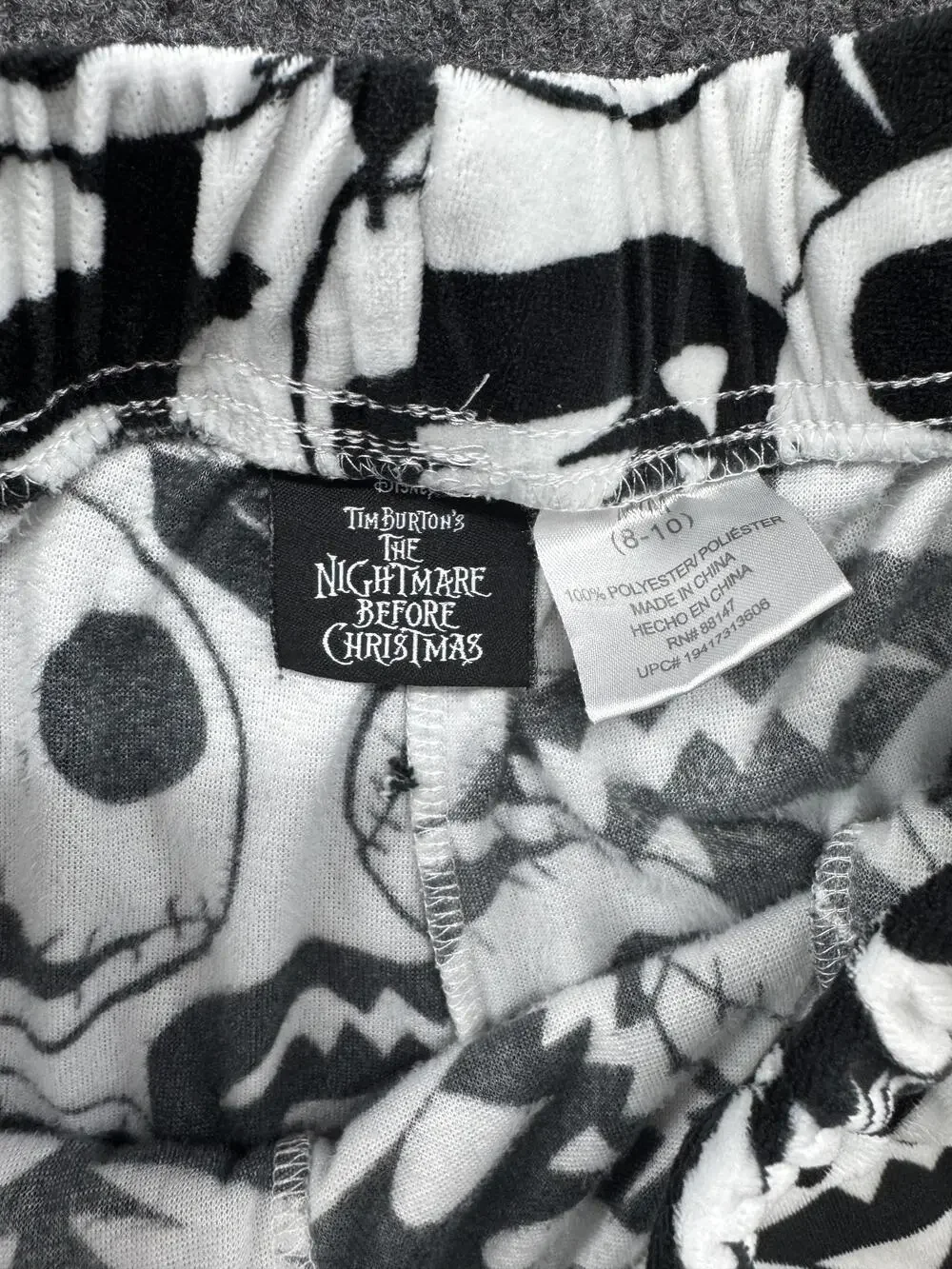 Disney Nightmare Before Christmas Pajama Pants Kids 8-10 Jack Fleece Black